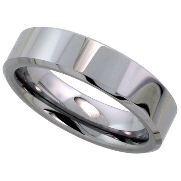 Tungsten Carbide 4 mm Flat Wedding Band Thumb Ring His & Hers - Picture 3 of 4